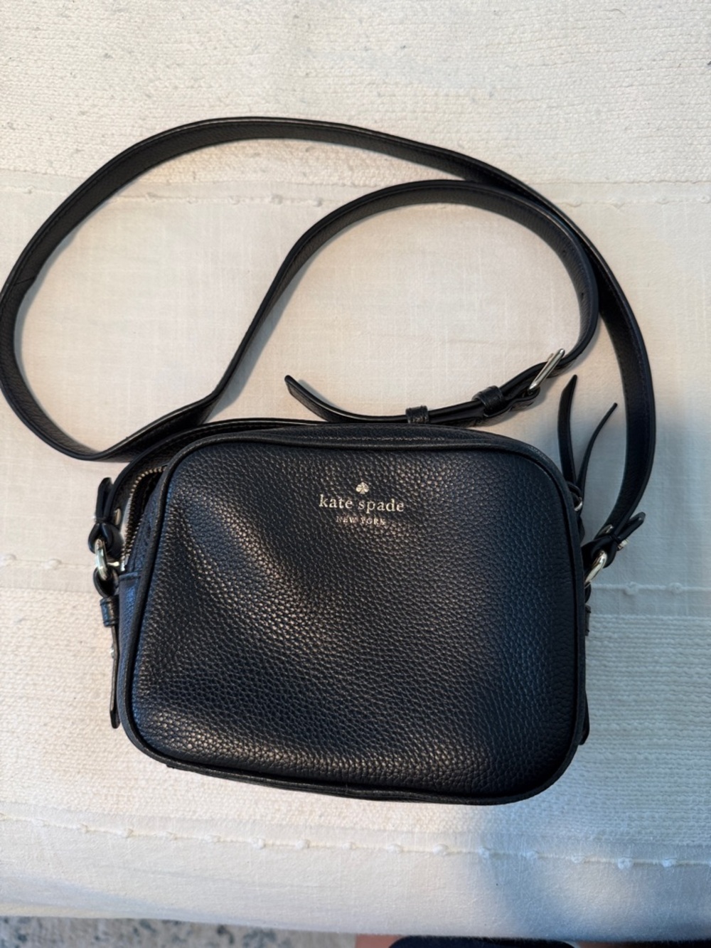kate spade Black Pebbled Leather Small Crossbody Camera Bag